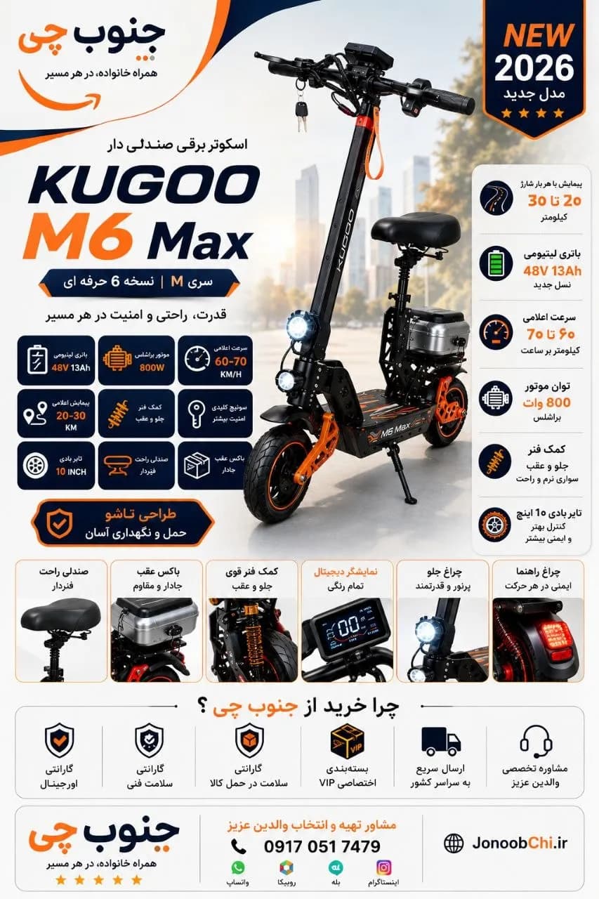 اسکوتر برقی کوگو M6 Pro سری M نسخه ۶ پرو — تصویر ۴