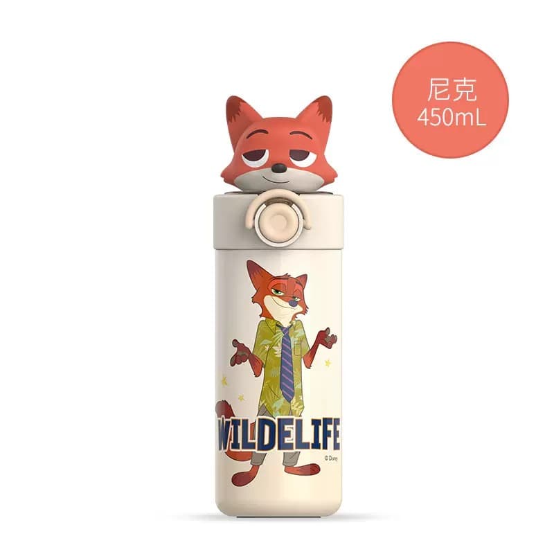قمقمه استیل نی‌دار دیزنی Zootopia مدل نیک وایلد اورجینال ۴۵۰ میلی‌لیتری — تصویر ۶