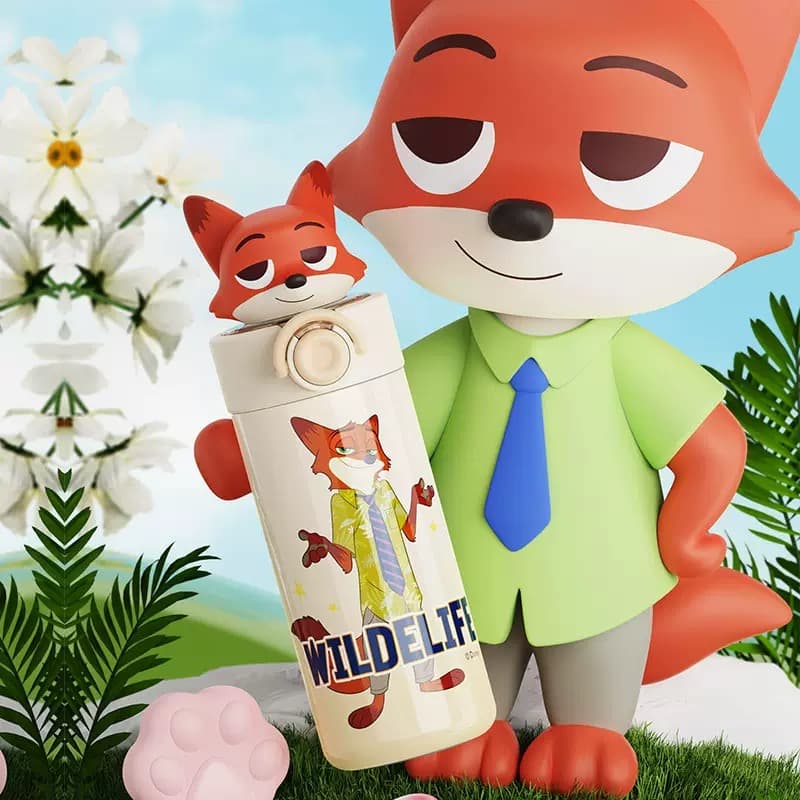 قمقمه استیل نی‌دار دیزنی Zootopia مدل نیک وایلد اورجینال ۴۵۰ میلی‌لیتری — تصویر ۳