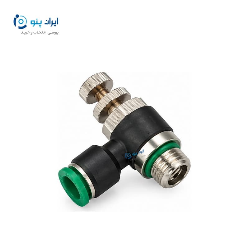 فلوکنترل سرجکی پنوماتیک رزوه ۱/۲ به شیلنگ ۱۲ میلی‌متر ایرسان Airsun مدل SL 1/2-12