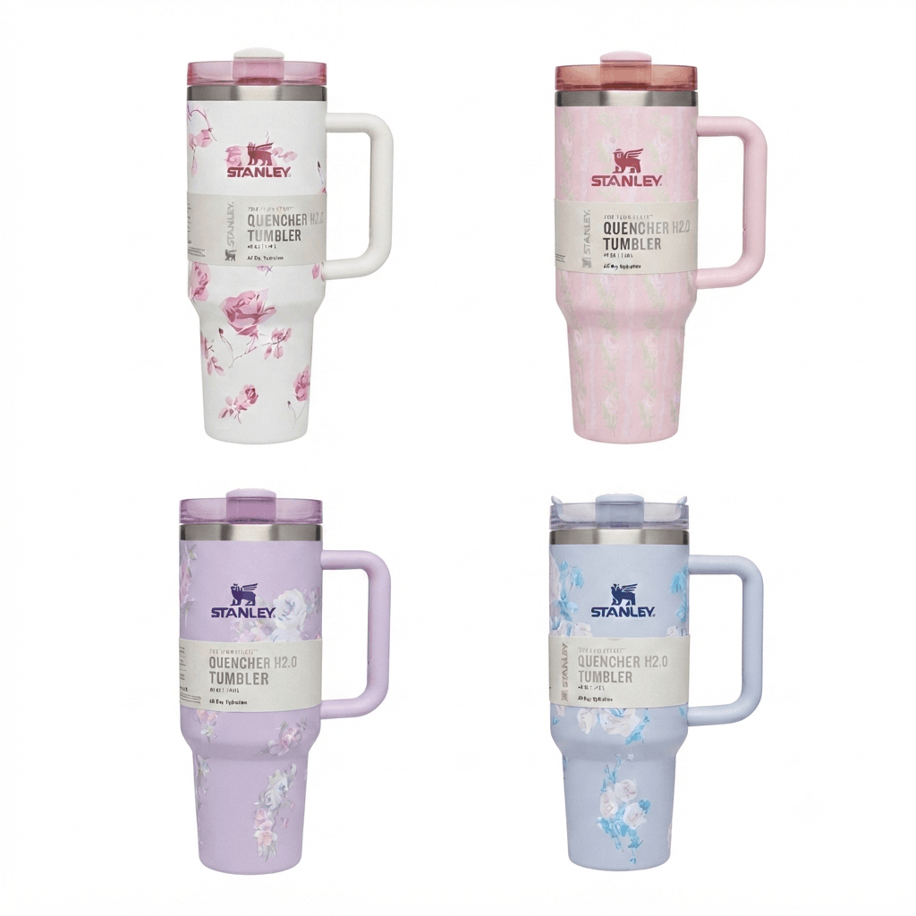ماگ دسته‌دار استنلی گلدار ۱.۱۸ لیتر | مدل Quencher Tumbler H2.0
