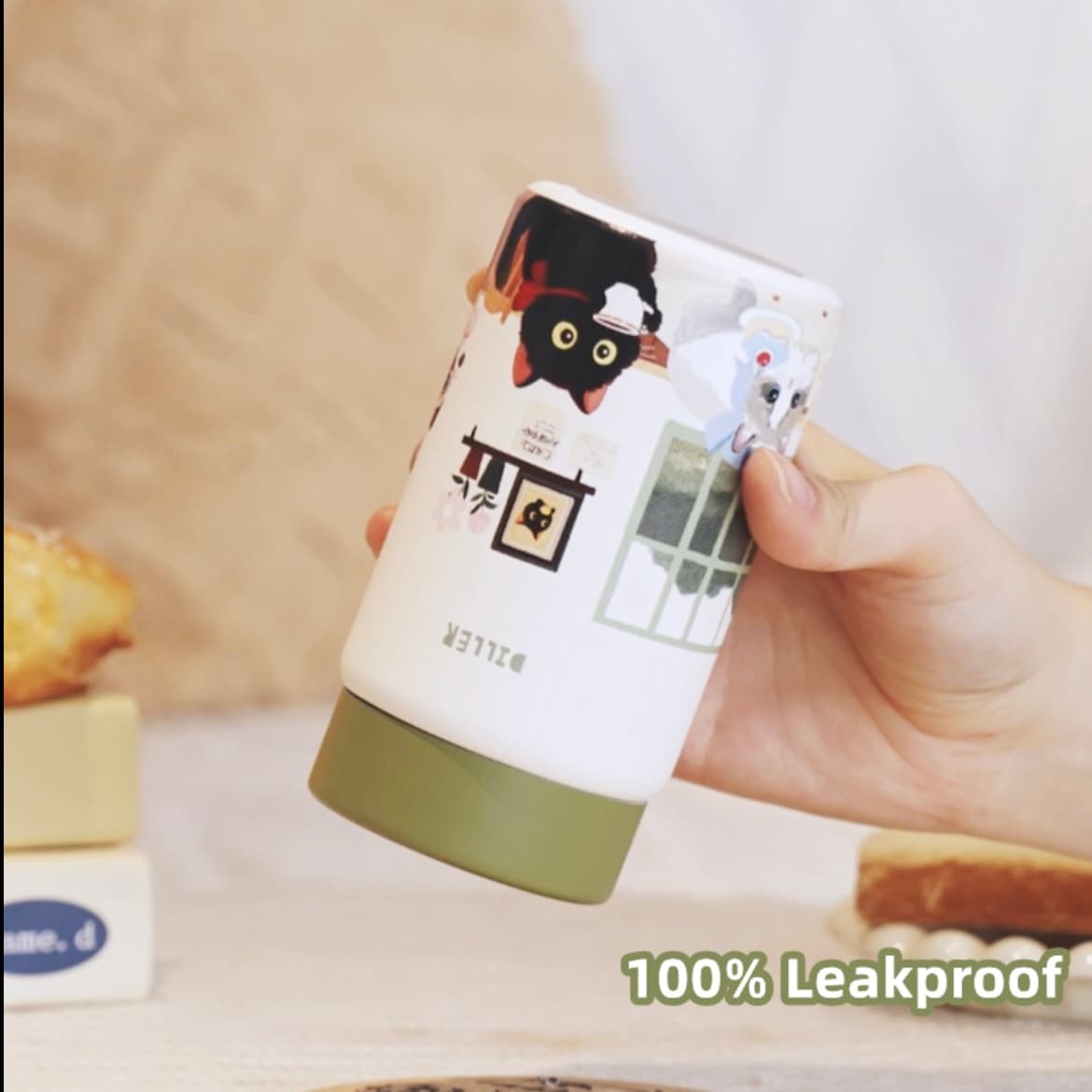 تراول ماگ دیلر گربه پارتی درپیچ ۲۸۰ میل اورجینال | Travel Mug Diller Cat Party — تصویر ۳