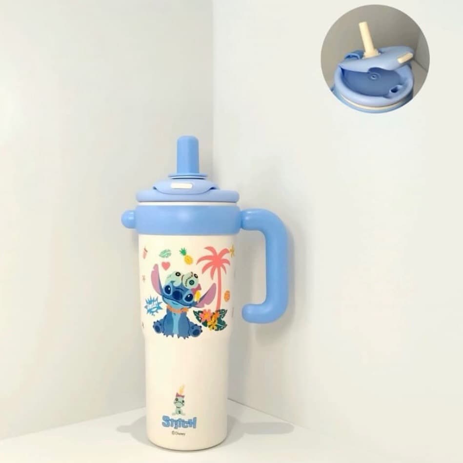 تامبلر استیچ دیزنی ۱۲۰۰ میلی‌لیتر اورجینال | تراول ماگ Disney Stitch استیل ۳۱۶ دسته‌دار — تصویر ۵