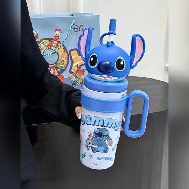 ماگ تامبلر دیزنی ۸۰۰ میل درب فانتزی استیچ اورجینال | تراول ماگ درب برجسته disney — تصویر ۶