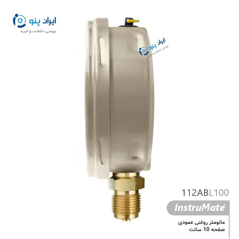 گیج فشار روغنی عمودی صفحه ۱۰ سانت صفر تا ۲۵ بار اینسترومیت InstruMate مدل 112ABL100 — تصویر ۲