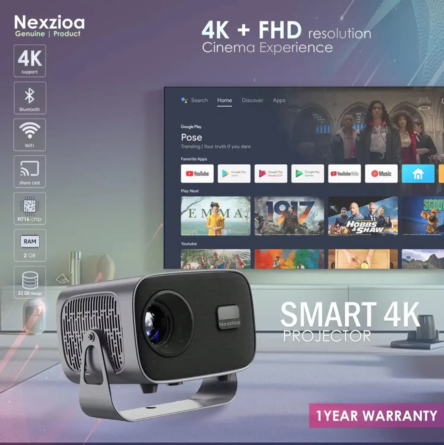 ویدئو پروژکتور هوشمند نکزیا مدل Nexzioa Neo — تصویر ۳