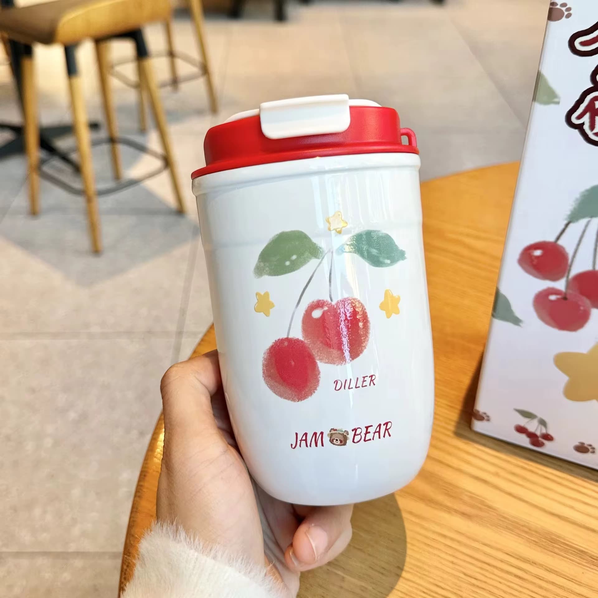 تراول ماگ دیلر گیلاس ۴۰۰ میل Jam Bear | ماگ آسان‌نوش استیل DILLER اورجینال — تصویر ۳
