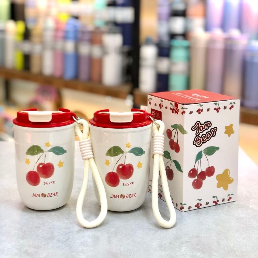 تراول ماگ دیلر گیلاس ۴۰۰ میل Jam Bear | ماگ آسان‌نوش استیل DILLER اورجینال — تصویر ۲
