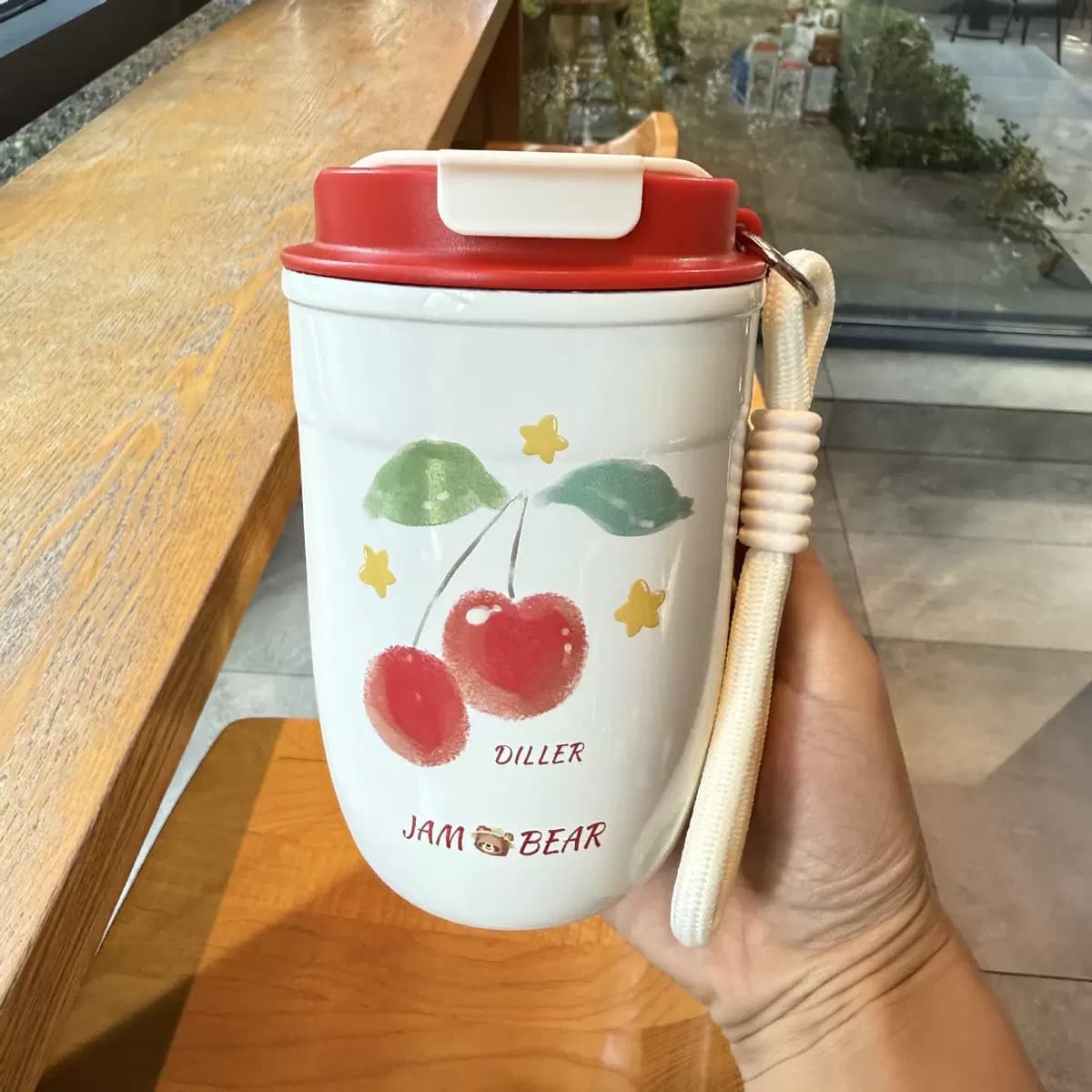تراول ماگ دیلر گیلاس ۴۰۰ میل Jam Bear | ماگ آسان‌نوش استیل DILLER اورجینال — تصویر ۶