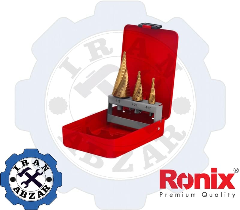 ست 3 عددی مته مخروطی مارپیچ با جعبه فلزی رونیکس RH-5903
