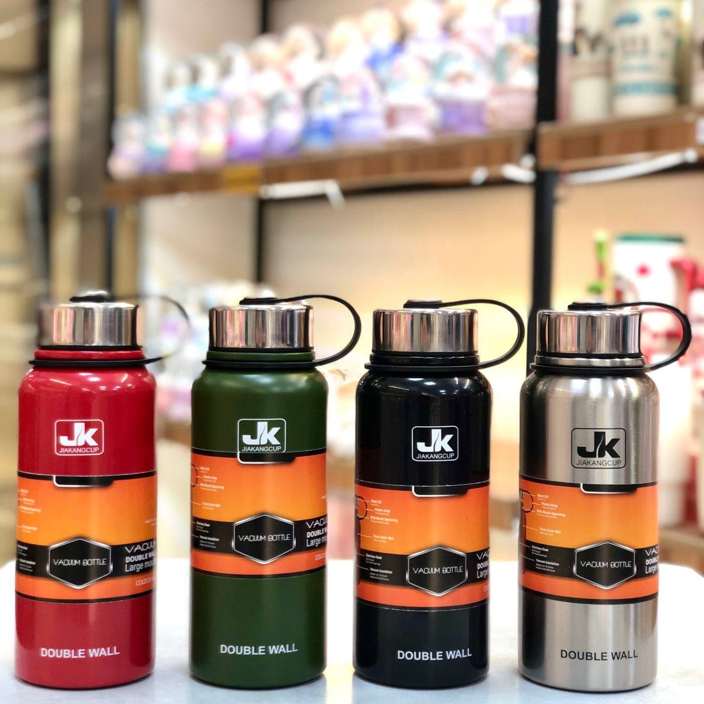 پک ۴ عددی فلاسک ۸۰۰ میلی‌لیتری جی‌کا (JK) اصل | درب متصل به بدنه | فاقد BPA | نگهداری دما ۲۴ ساعته