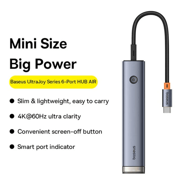 هاب 6 پورت Type-c بیسوس مدل UltraJoy Series 6-Port HUB AIR — تصویر ۳