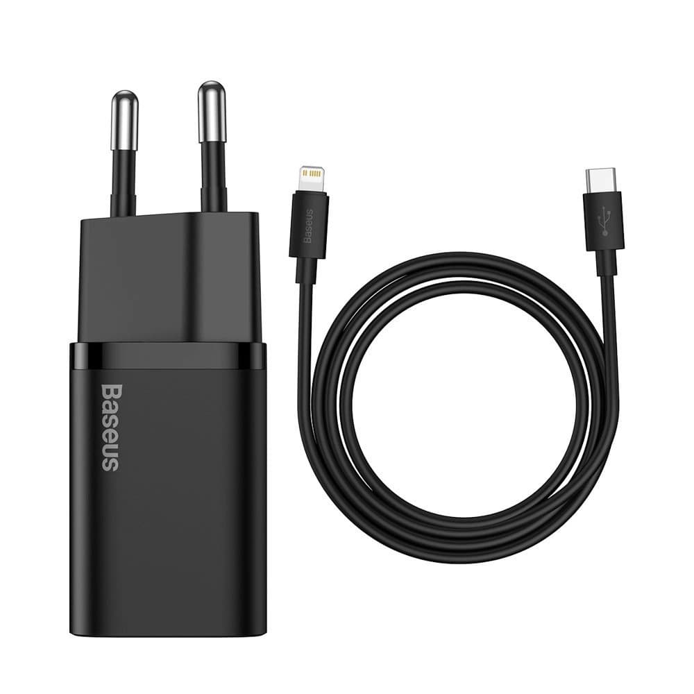 شارژر دیواری بیسوس همراه با کابل لایتنینگ مدل Super Si Quick Charger 1C 20W