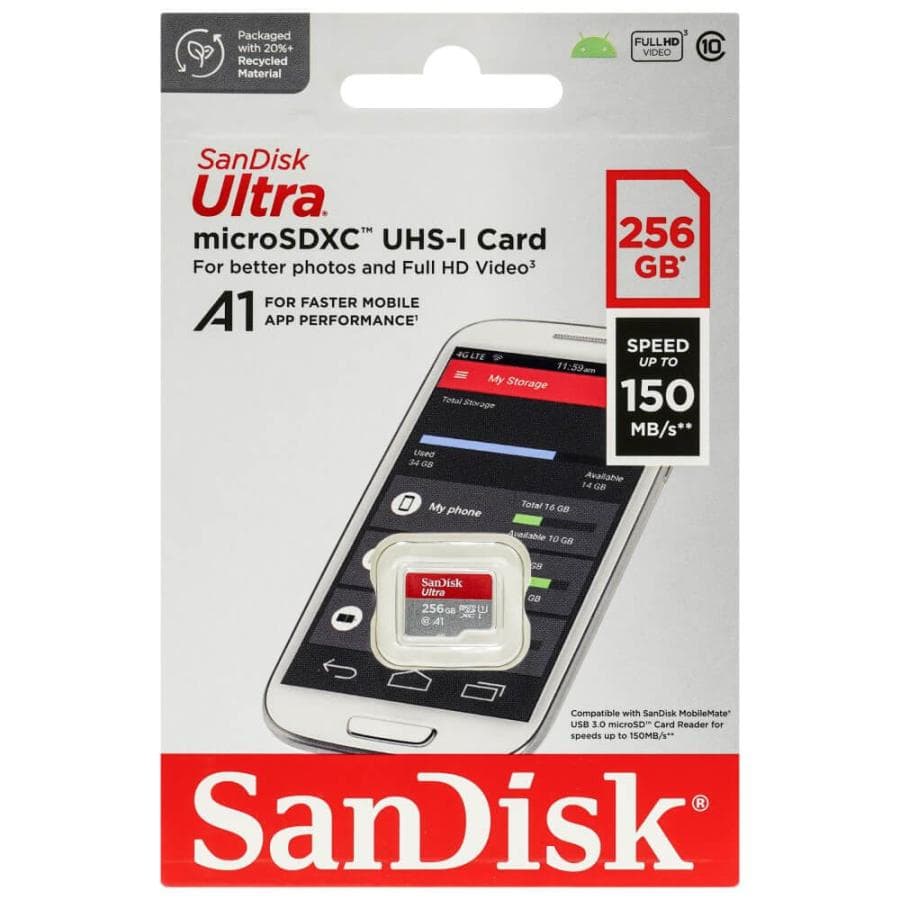 کارت حافظه SanDisk مدل Ultra MicroSDXC UHS-I R150 ظرفیت 256 گیگابایت