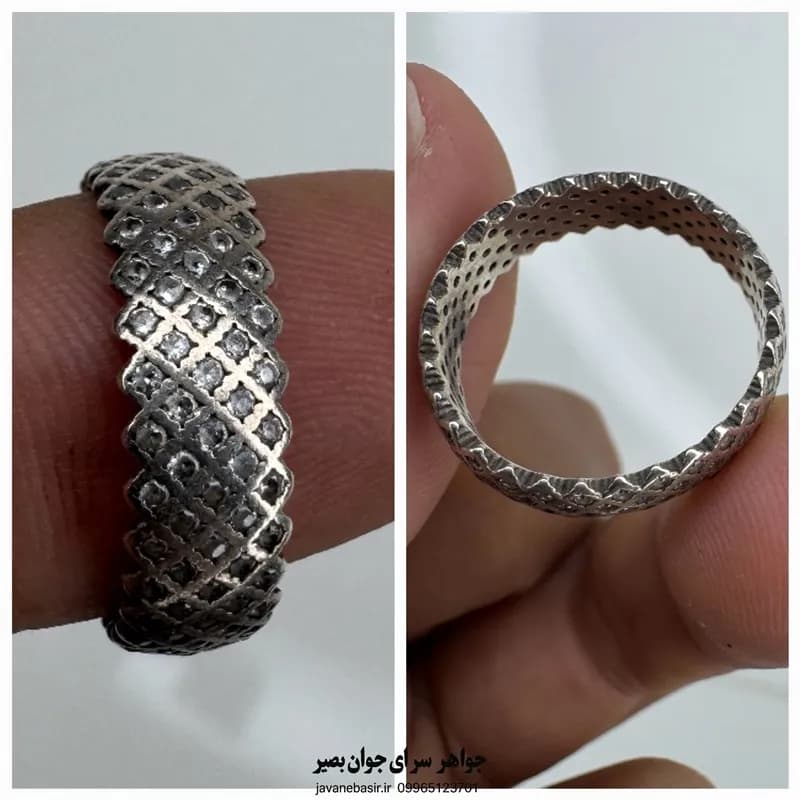 حلقه نقره عیار ۹۲۵ با بافت مشبک هندسی؛ خاص‌ترین حلقه‌ای که تا حالا دیده‌ای