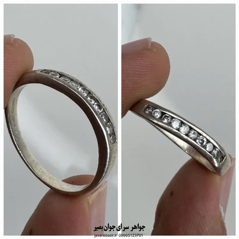 حلقه نقره عیار ۹۲۵ با ردیف نگین‌های درخشان؛ ظرافتی برای هر روز
