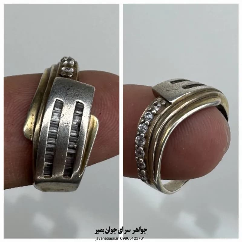 حلقه نقره عیار ۹۲۵ با طراحی خاص و اثر ضربه؛ اصالتی از گذر زمان