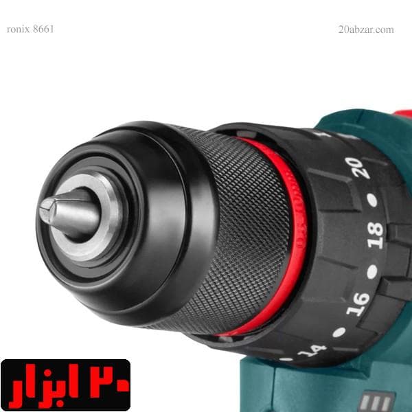 دریل پیچ گوشتی شارژی چکشی دو باتری دو سرعته 16 ولت رونیکس مدل 8661 — تصویر ۶
