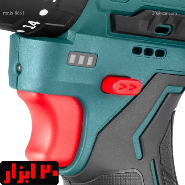 دریل پیچ گوشتی شارژی چکشی دو باتری دو سرعته 16 ولت رونیکس مدل 8661 — تصویر ۳