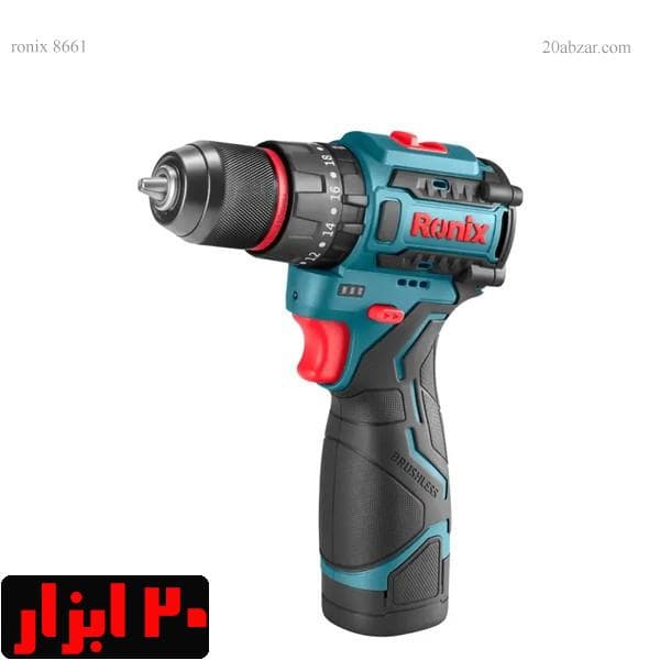دریل پیچ گوشتی شارژی چکشی دو باتری دو سرعته 16 ولت رونیکس مدل 8661