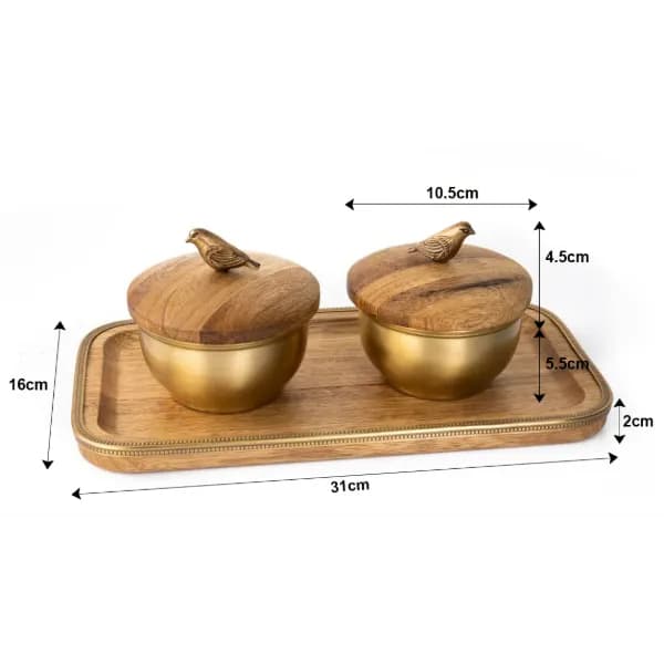 قندان گلدکیش مدل گلدن برد کد GK829476 بسته 2 عددی به همراه سینی — تصویر ۲