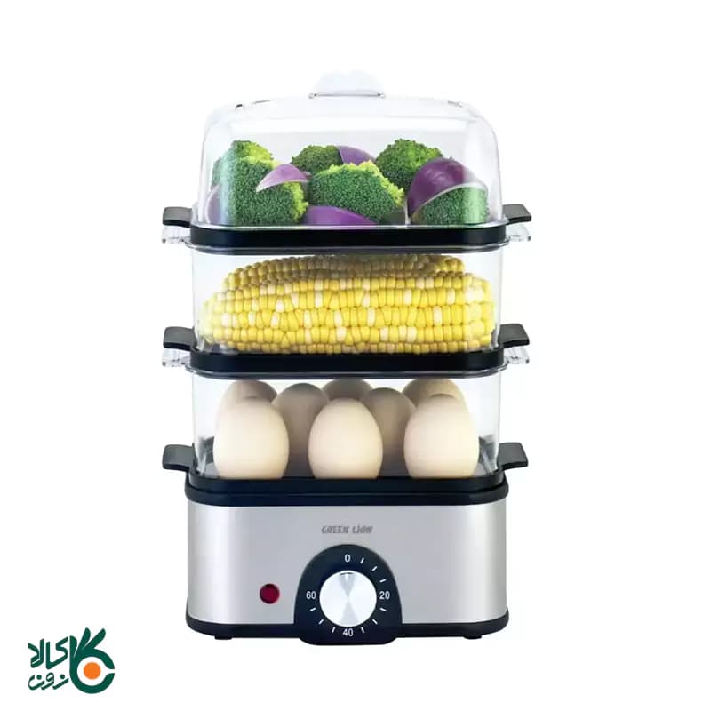 بخارپز و تخم مرغ پز سه طبقه گرین لاین مدل 3-tier egg cooker
