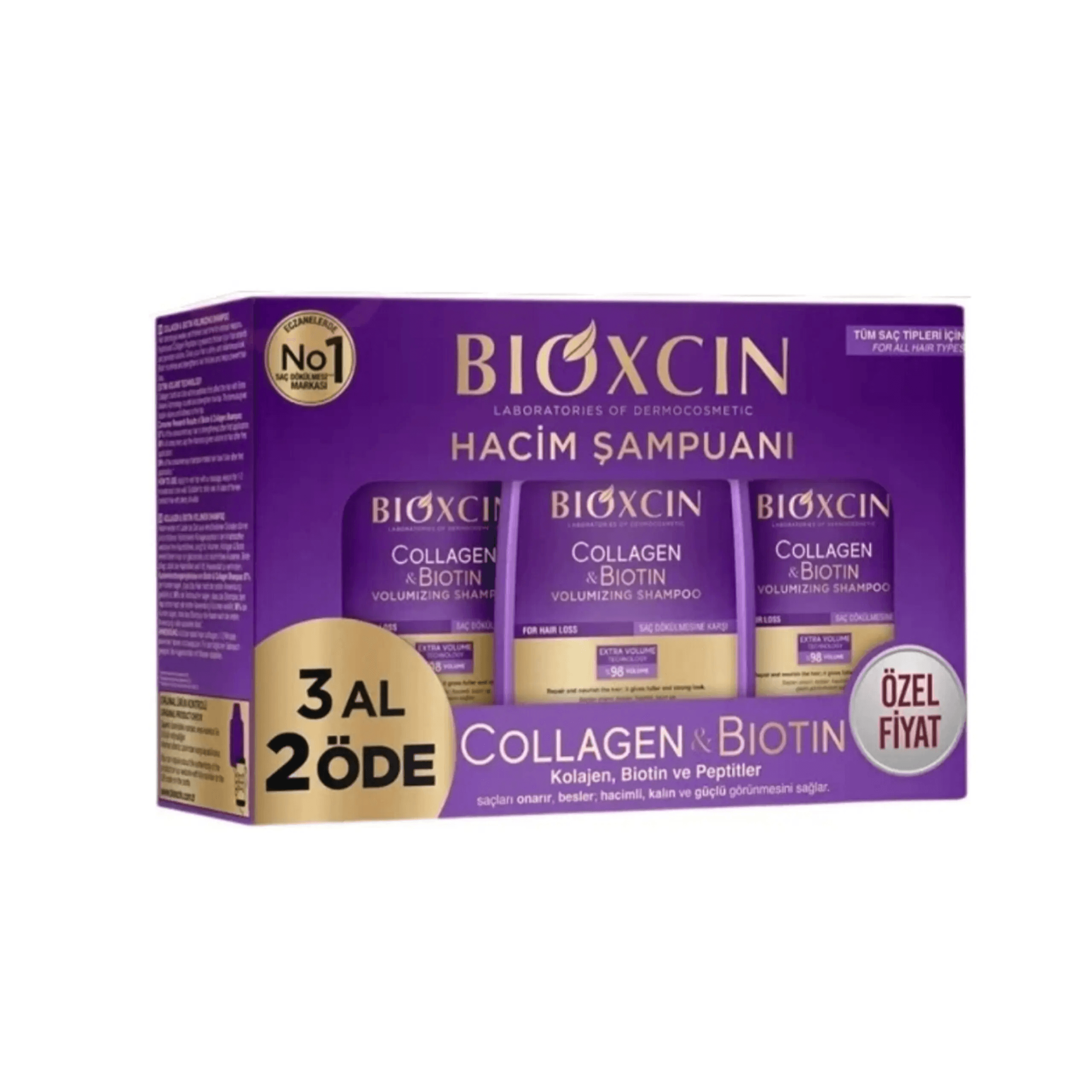 پک 3 عددی شامپو BIO مدل کلاژن و بیوتین حجم دهنده