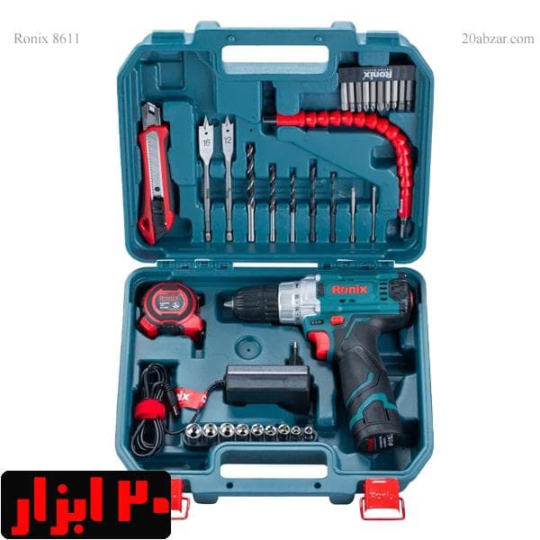 کیت دریل شارژی ۱۲ ولت تک باتری رونیکس مدل RS-8611