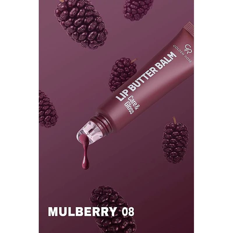 بالم لب تیوبی گلدن رز CARE & GLOSS شماره 08 رنگ MULBERRY — تصویر ۴