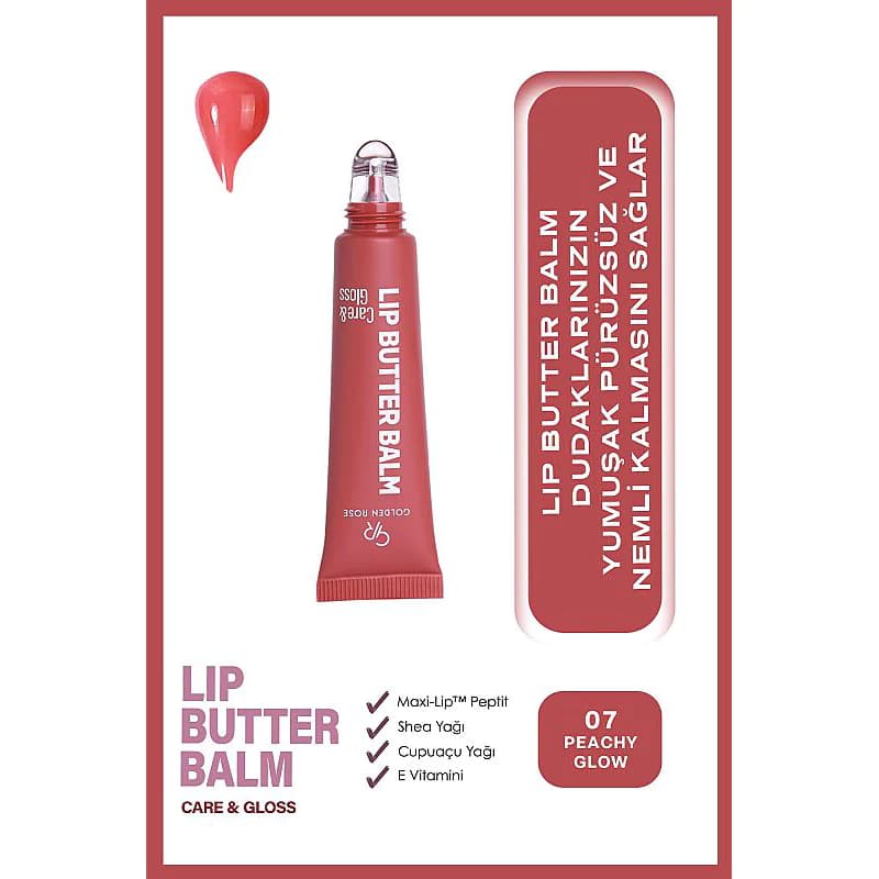 بالم لب گلدن رز CARE & GLOSS شماره 07 رنگ PEACHY GLOW — تصویر ۳