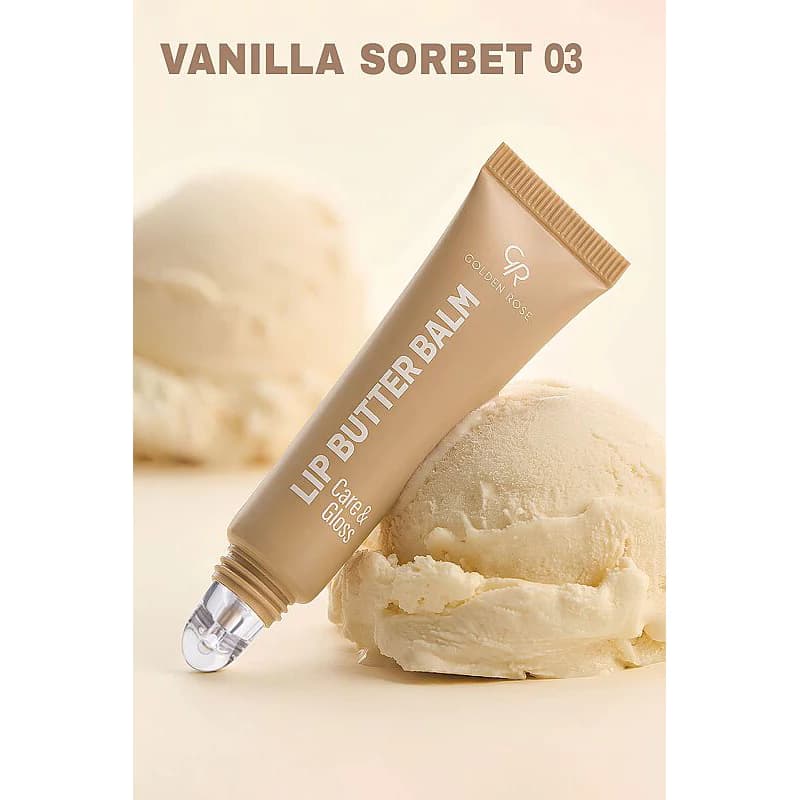 بالم لب تیوبی گلدن رز CARE & GLOSS شماره 03 رنگ VANILLA SORBET — تصویر ۴