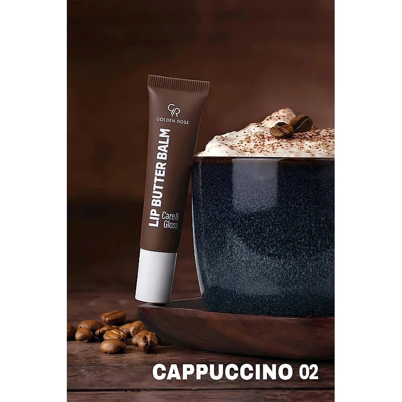 بالم لب تیوبی گلدن رز CARE & GLOSS شماره 02 رنگ CAPPUCCINO — تصویر ۴