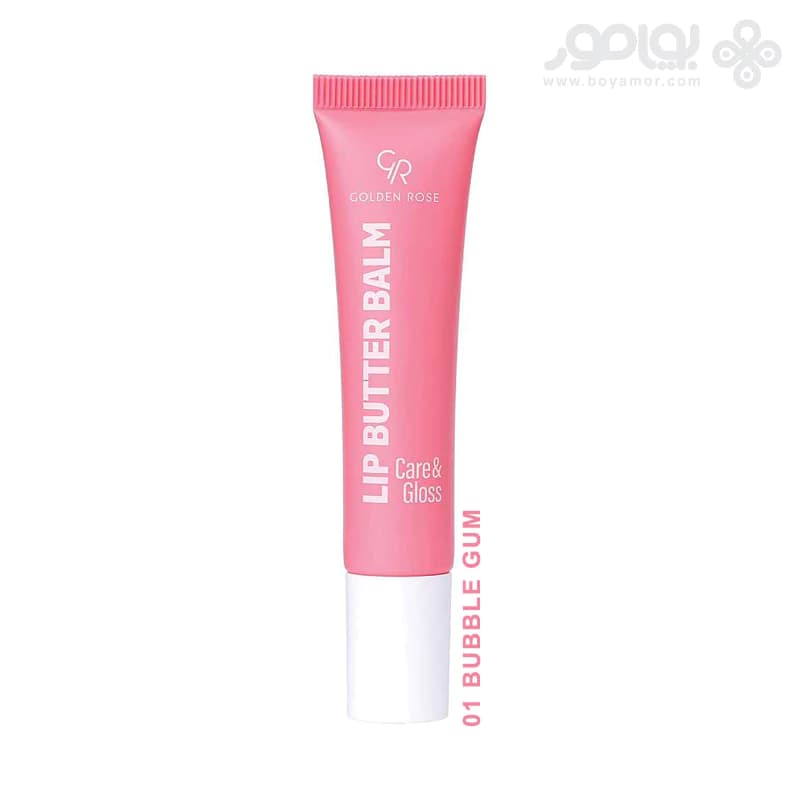بالم لب تیوبی گلدن رز CARE & GLOSS شماره 01 رنگ BUBBLE GUM