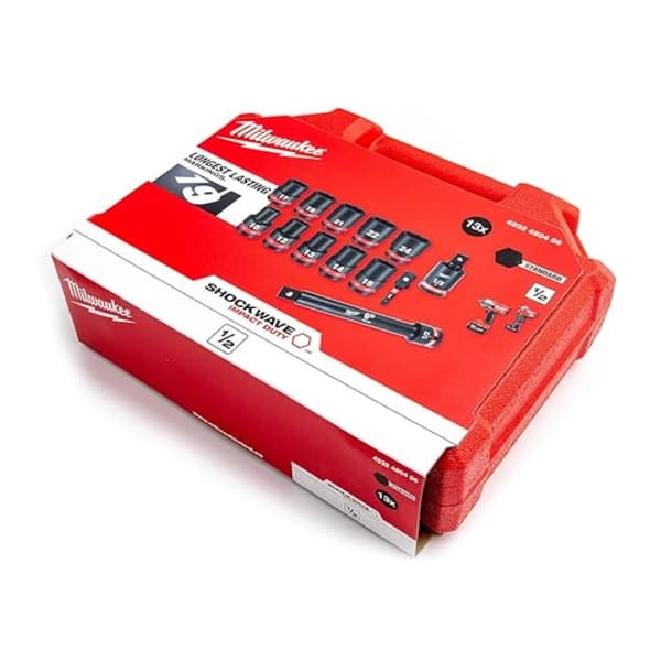 مجموعه ۱۳ عددی آچار بکس میلواکی Milwaukee SHOCKWAVE Impact Socket Set – 1/2′ IMPACT SOCKET SET STD-13PC – MILWAUKEE – 4932480456