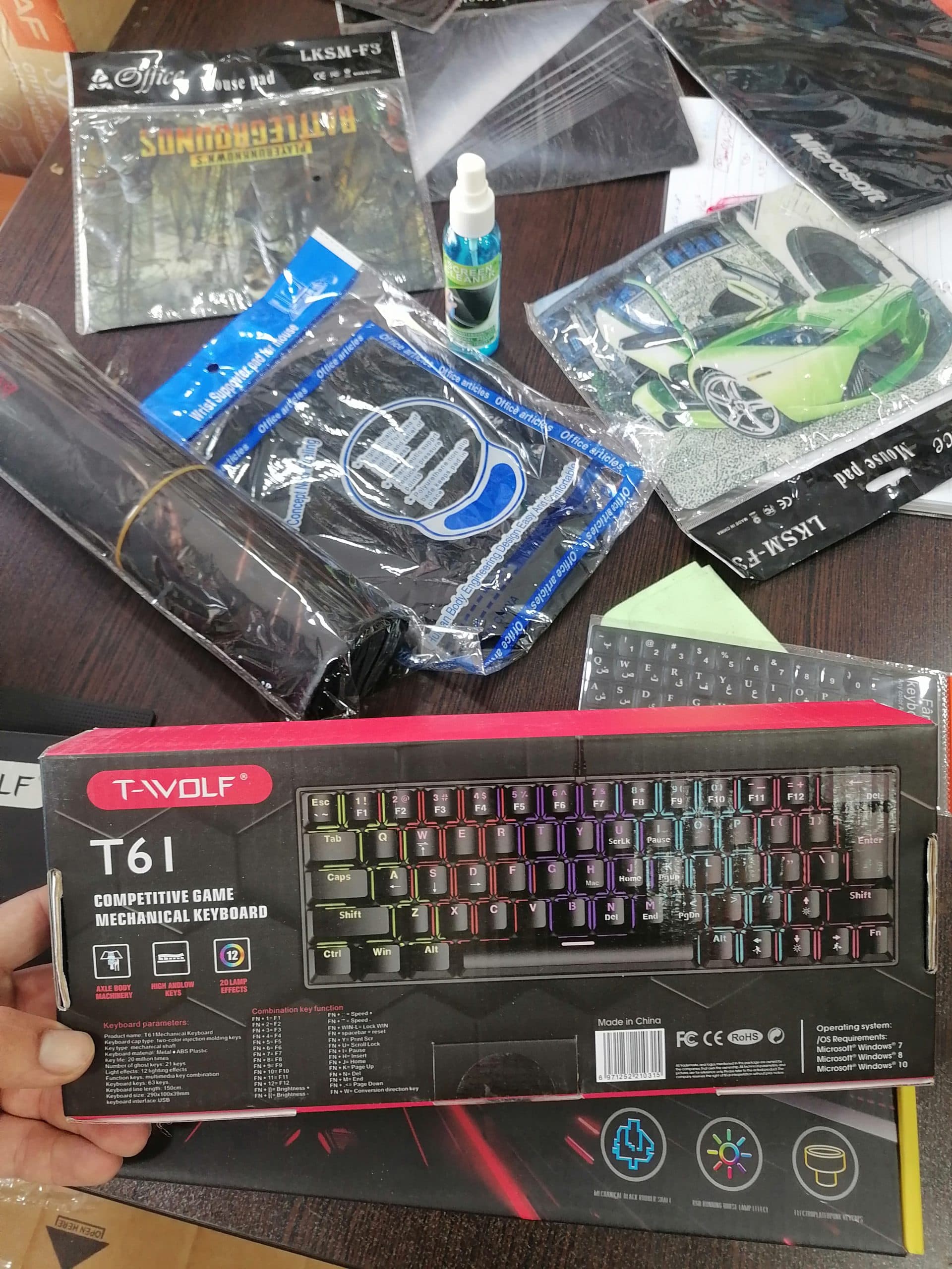 کیبورد گیمینگ مکانیکال حرفه ای برند T-WOLF مدل T61 با نورپردازی RGB کیفیت عالی(عمده و تک) — تصویر ۲