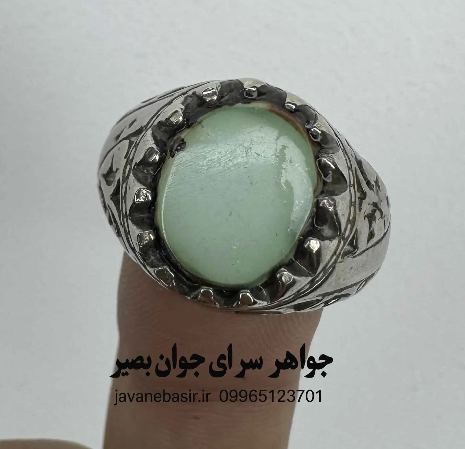 انگشتر فیروزه عجمی سبز روشن | کمیاب‌تر از تصور