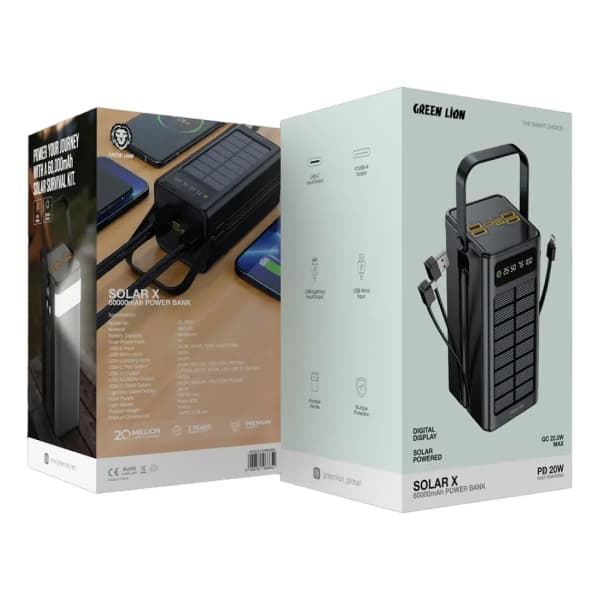 پاوربانک گرین لاین مدل Solar X ظرفیت 60000 میلی آمپر ساعت — تصویر ۲