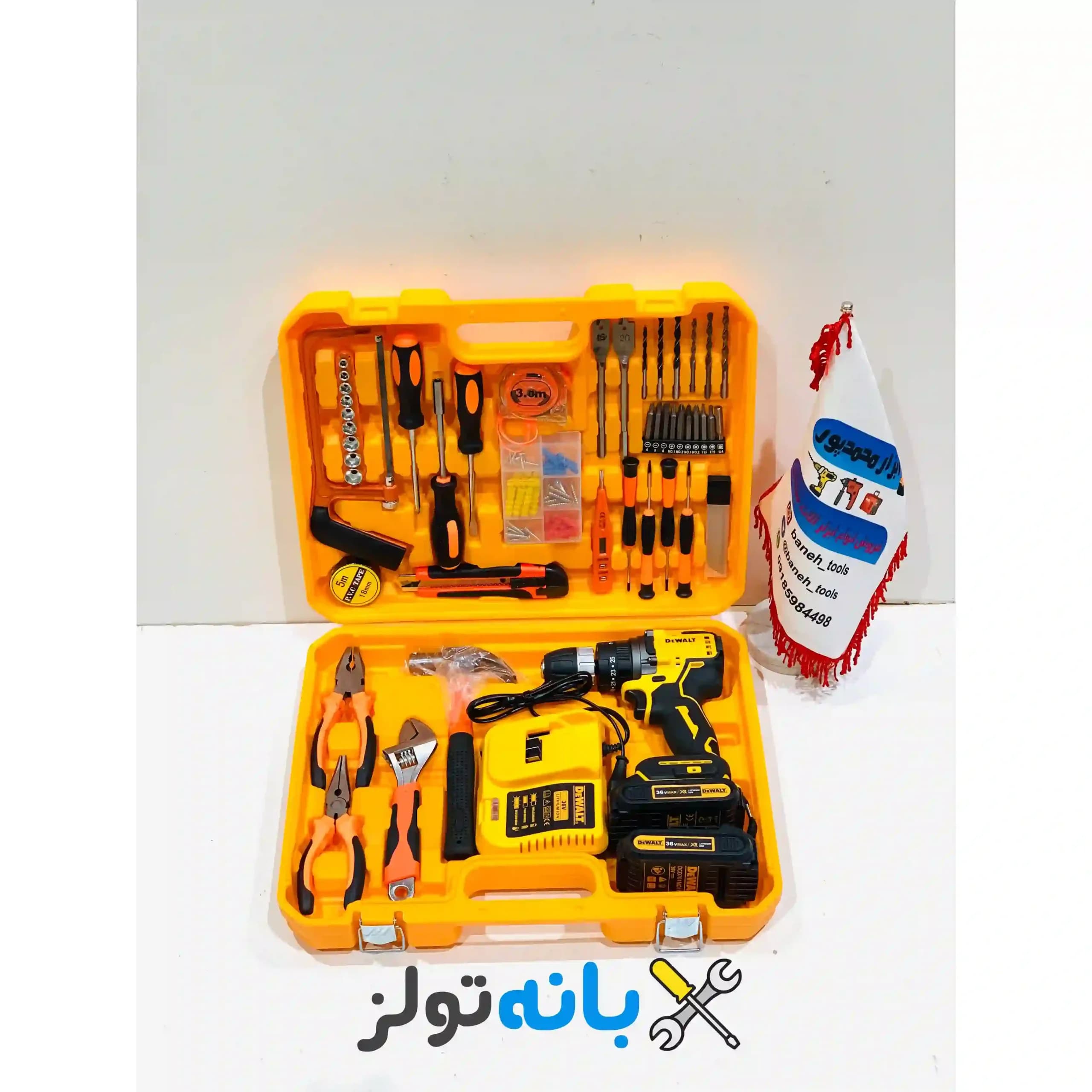 دریل شارژی موتور براشلس طرح دیوالت با پک کامل — تصویر ۳