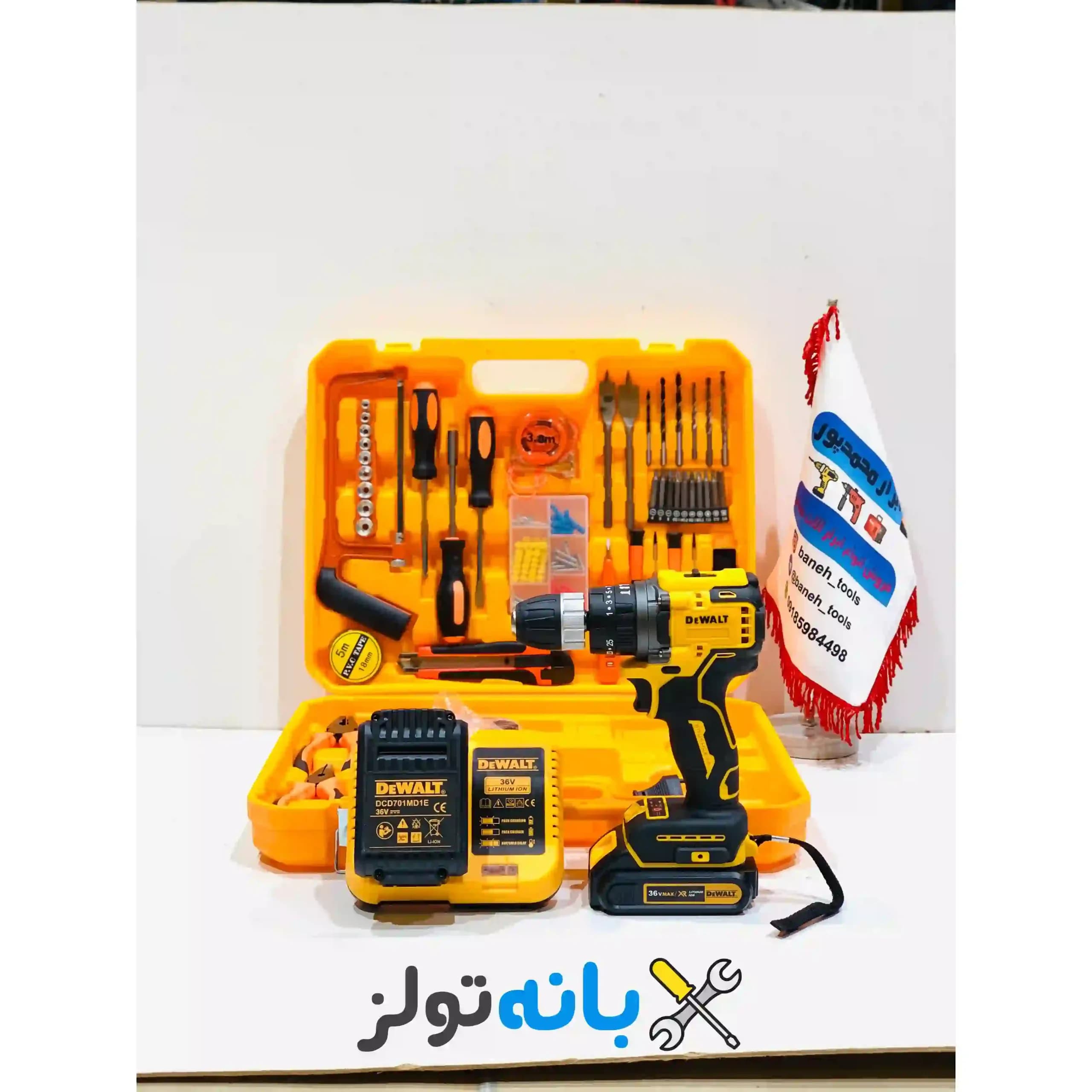 دریل شارژی موتور براشلس طرح دیوالت با پک کامل — تصویر ۴