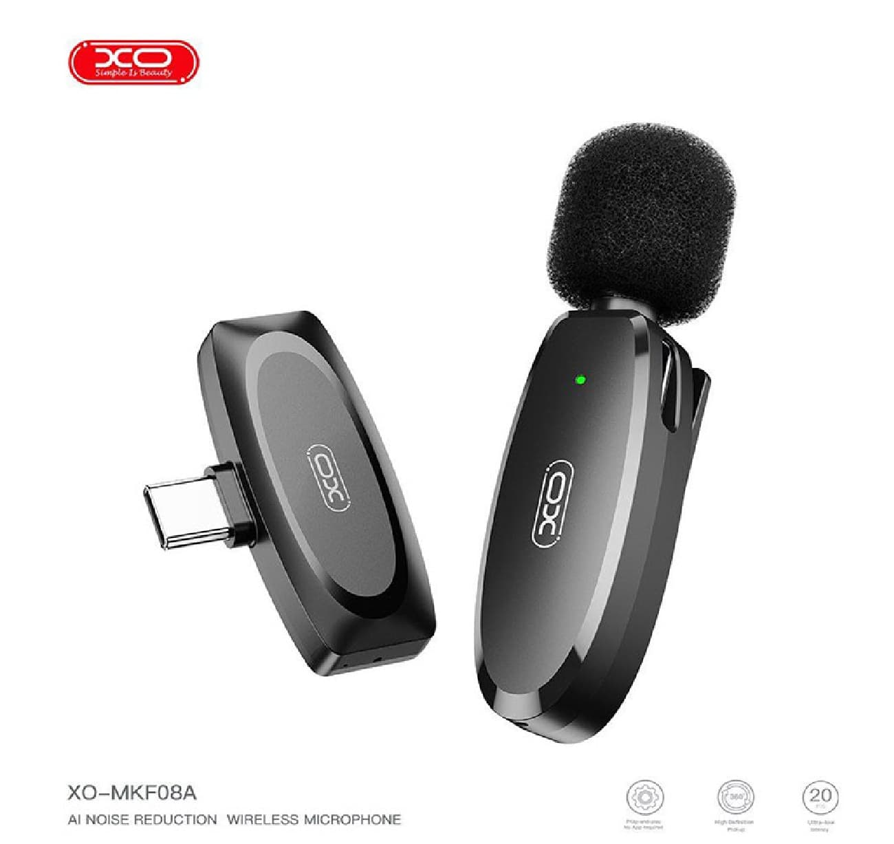 میکروفون یقه ای بی سیم تایپ سی ایکس او MKF08A