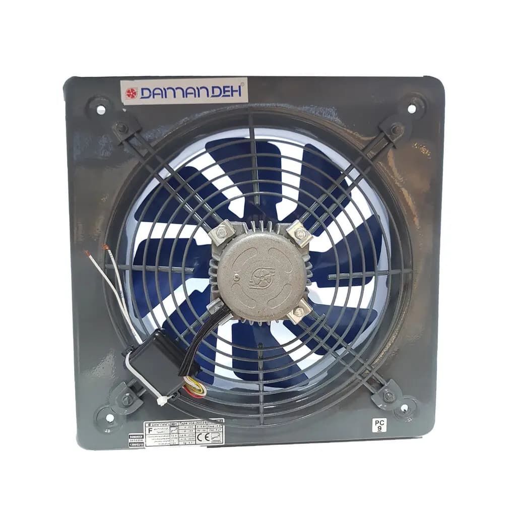 هواکش صنعتی فلزی تکفاز 40 سانت 120 وات 1400 دور مدل پروانه فلزی کد VIA-40C4S برند دمنده
