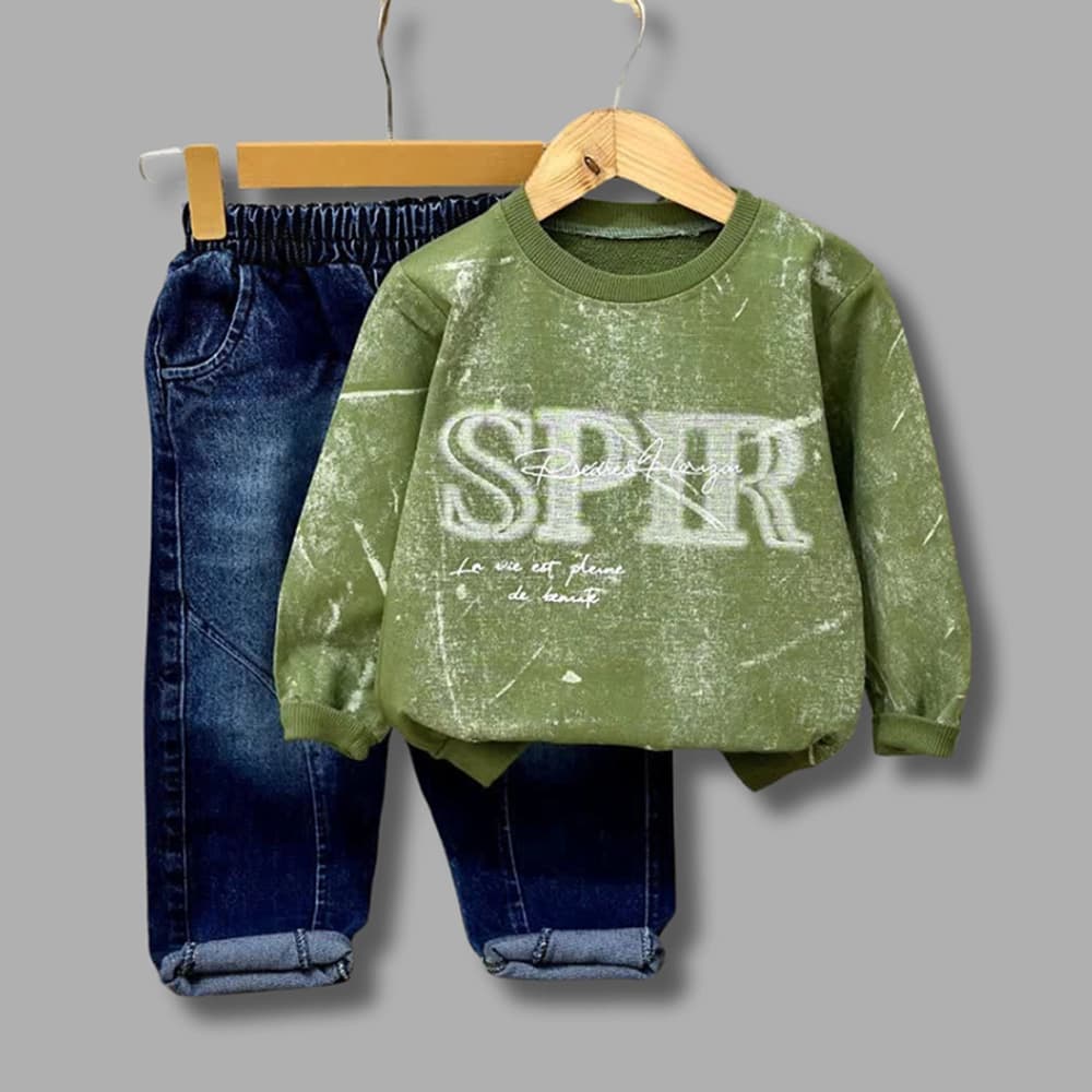 بلوز شلوار جین پسرانه طرح SPIR