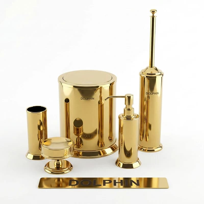 ست سرویس بهداشتی 5 تکه دلفین مدل KH-brass-05-nw — تصویر ۳