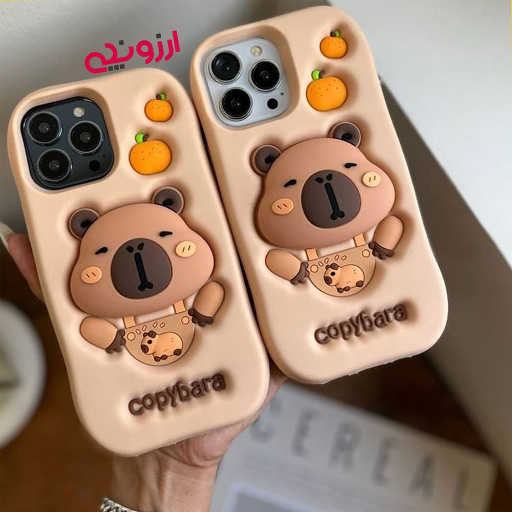 قاب آیفون 15promax سیلیکونی برگچه خوار استندشو مدل Copybara (کد123)