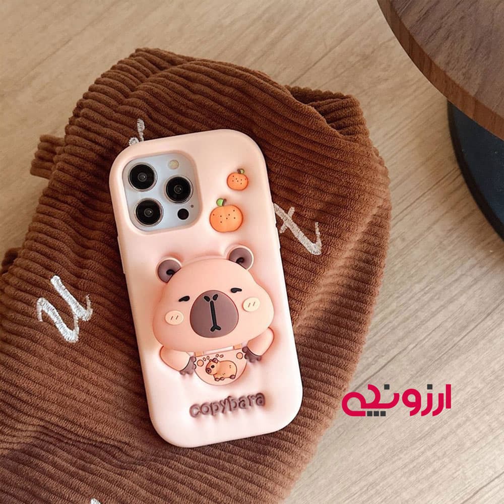 قاب آیفون 13 سیلیکونی برگچه خوار استندشو مدل Copybara (کد123)