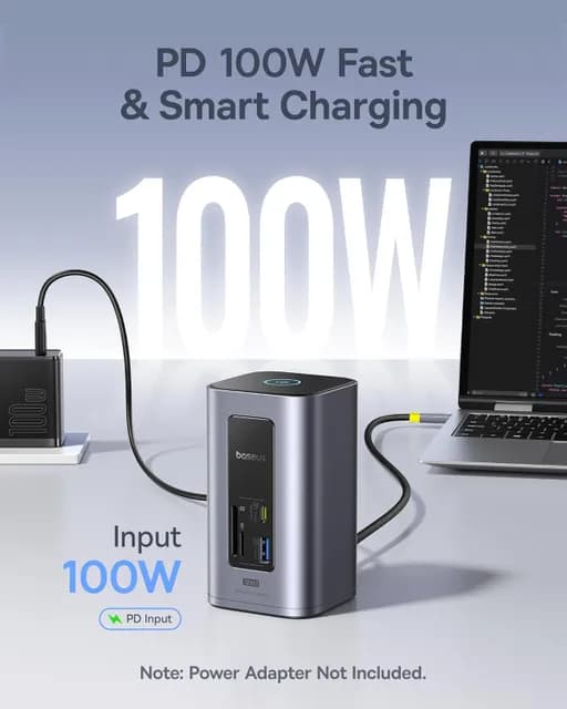 داک استیشن 12 پورت USB-C باسئوس مدل Baseus Nomos NU1 Air Spacemate با گارانتی 24 ماهه شرکتی — تصویر ۴