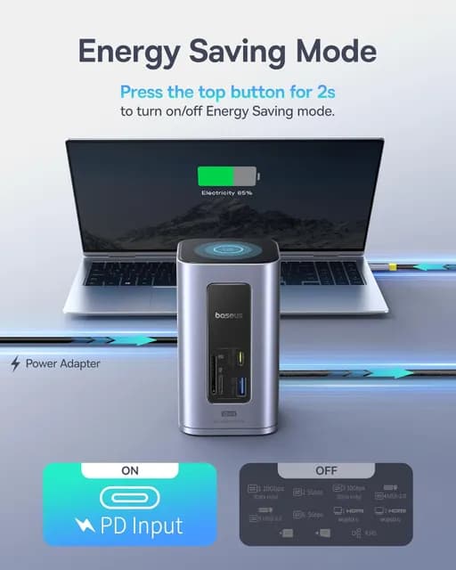 داک استیشن 12 پورت USB-C باسئوس مدل Baseus Nomos NU1 Air Spacemate با گارانتی 24 ماهه شرکتی — تصویر ۲