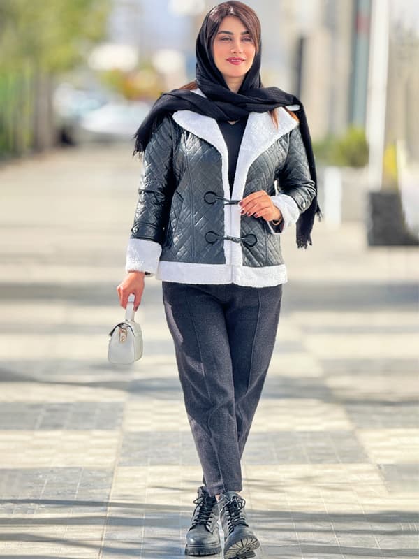 کاپشن چرم دار 10126