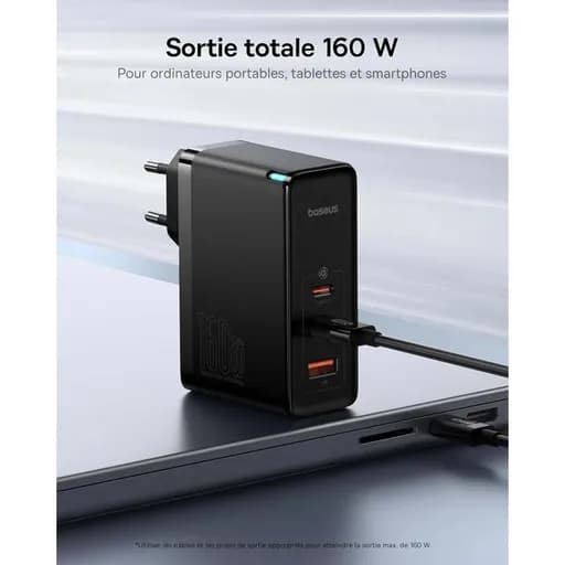 شارژر دیواری 160 وات باسئوس مدل Baseus GaN5 Pro به همراه کابل USB-C با گارانتی 24 ماهه شرکتی — تصویر ۲