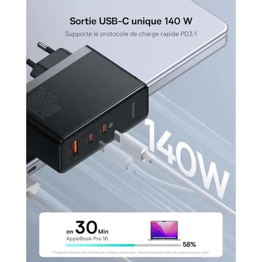 شارژر دیواری 160 وات باسئوس مدل Baseus GaN5 Pro به همراه کابل USB-C با گارانتی 24 ماهه شرکتی — تصویر ۵